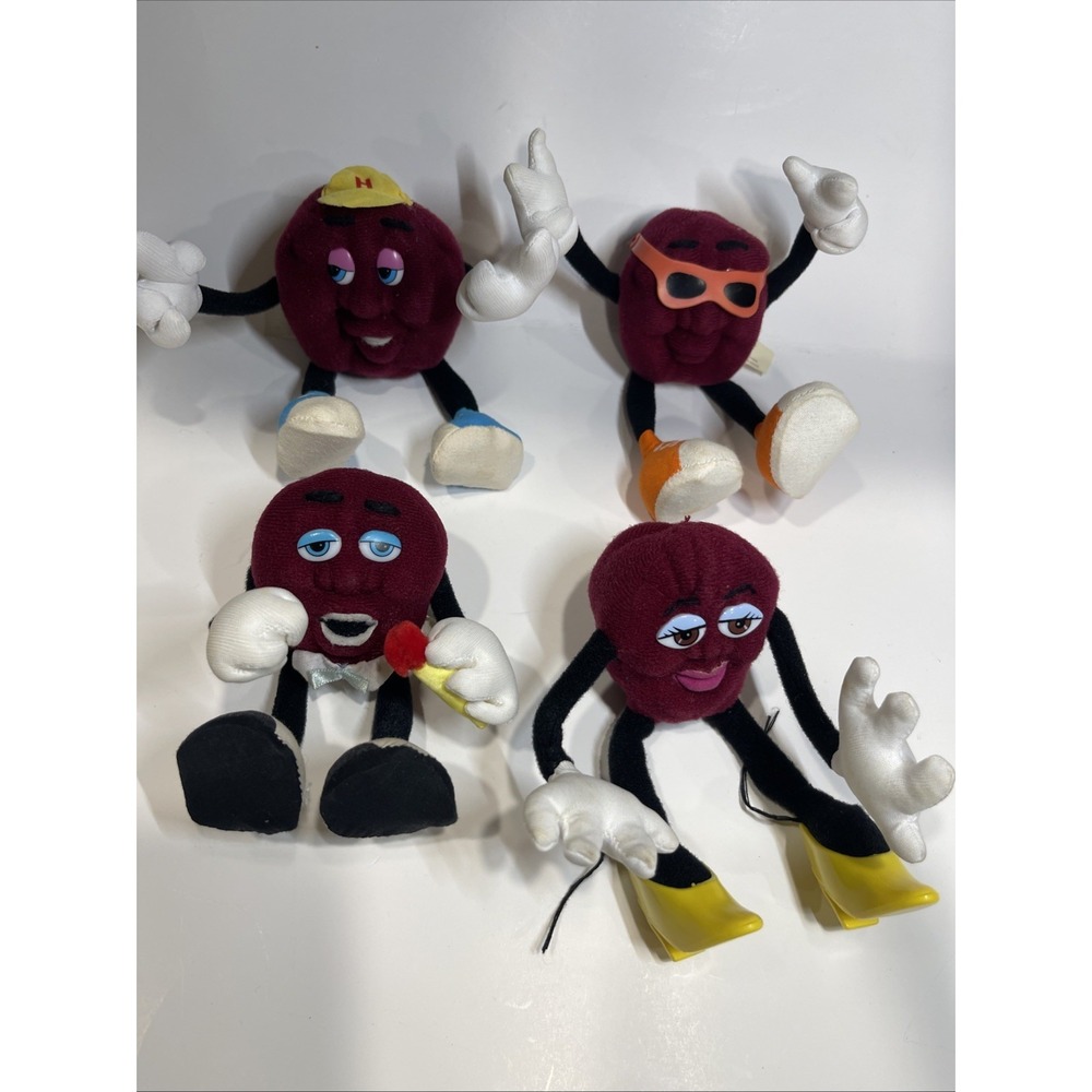 Vintage California Raisins Hardees Posable Plush Figures Toys Lot 80s